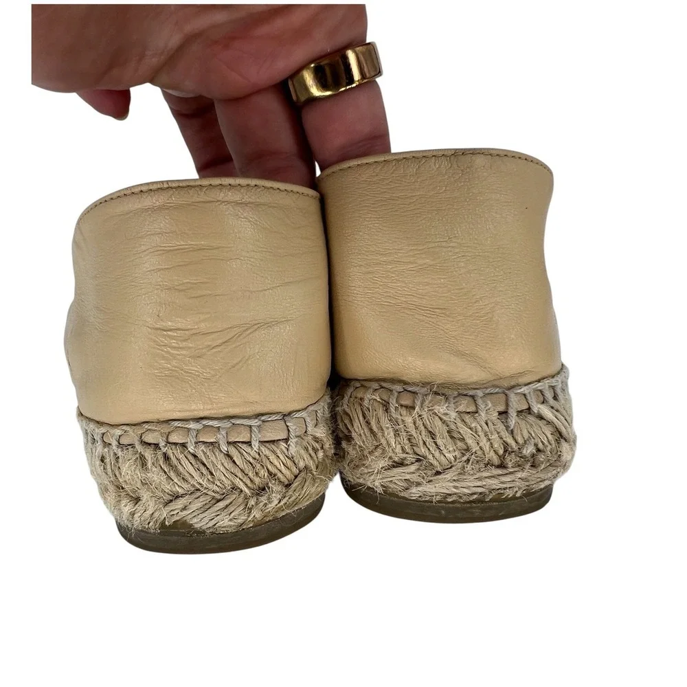 Chanel Lambskin CC Cap Toe Espadrilles Beige Black Size 41